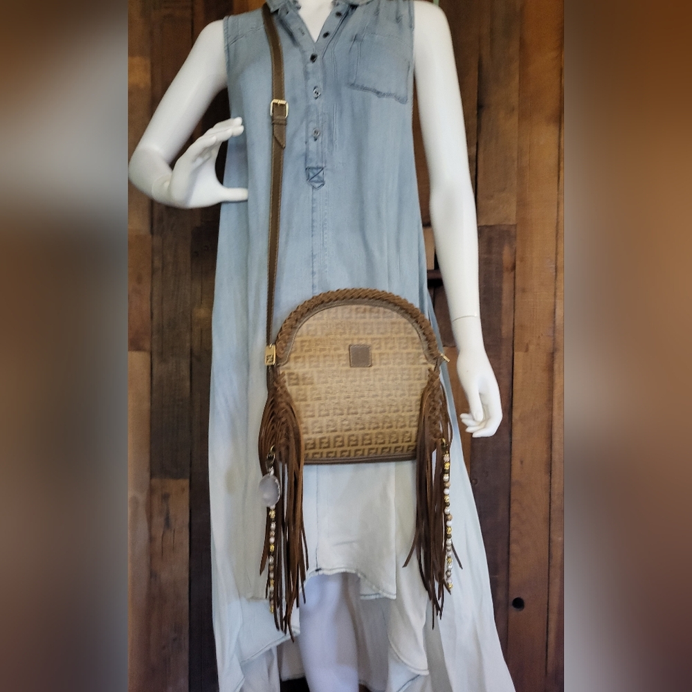 Fendi Tan and Brown Fringe Crossbody Bag - Picture 2 of 16